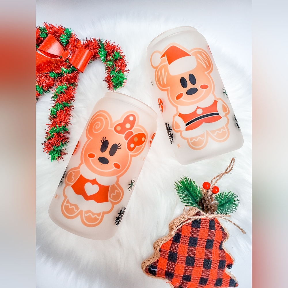 Mr & Mrs Gingerbread Glass Can Cup